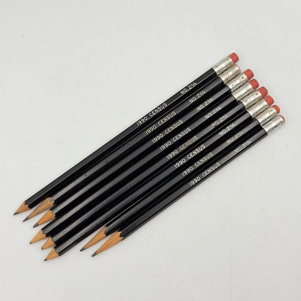 Vintage 1990 Census No. 2 2/4 Bonded Black Pencils Set of 8 Collectible